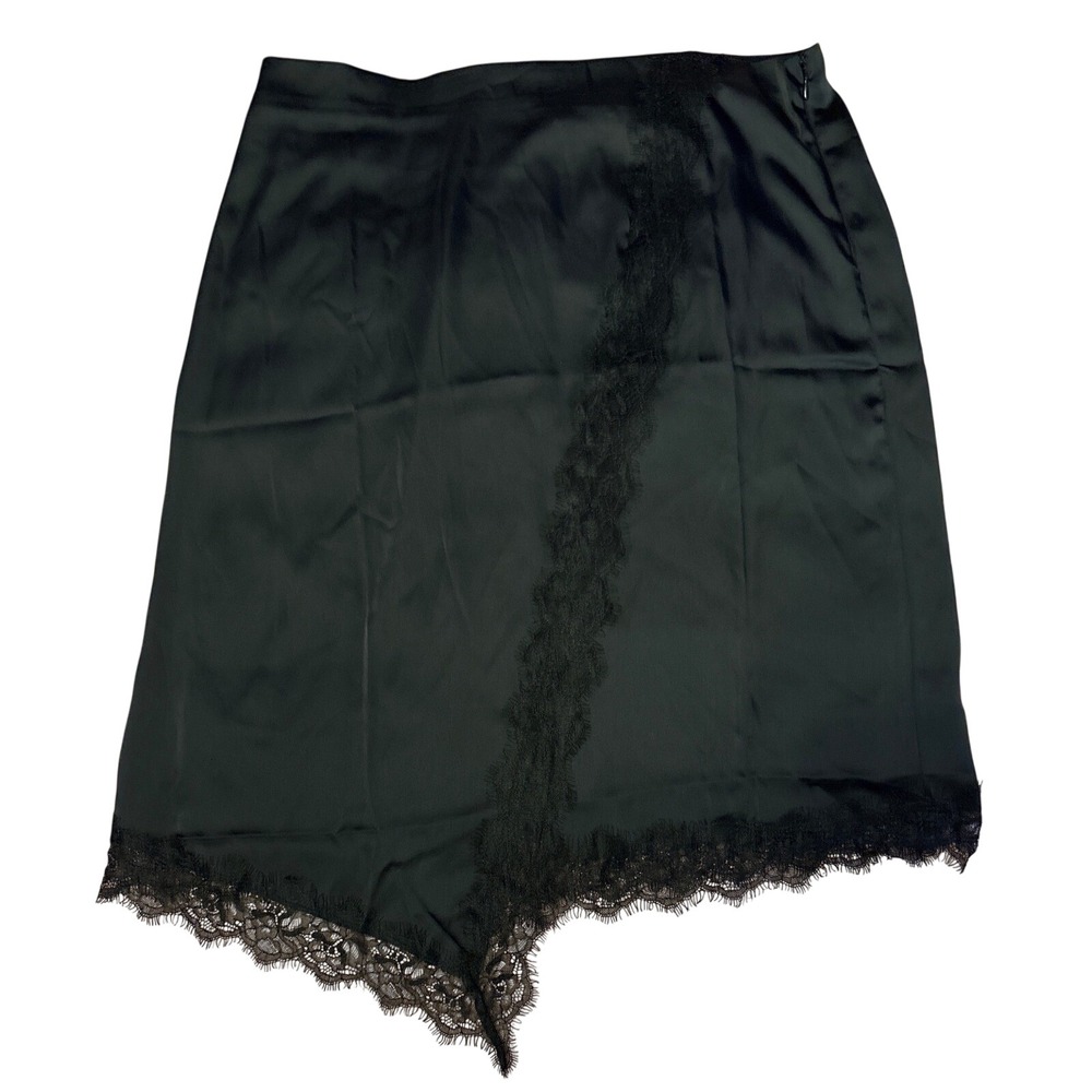 NEW A New‎ Day Women Black Lace Trim Knee Length Skirt, Size L